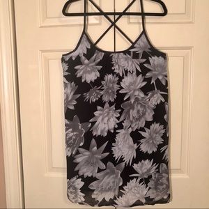 Black and gray A-line, cross back dress